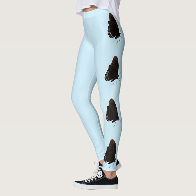 Hellblau mit schwarzen Schmetterlingen Leggings (Links)