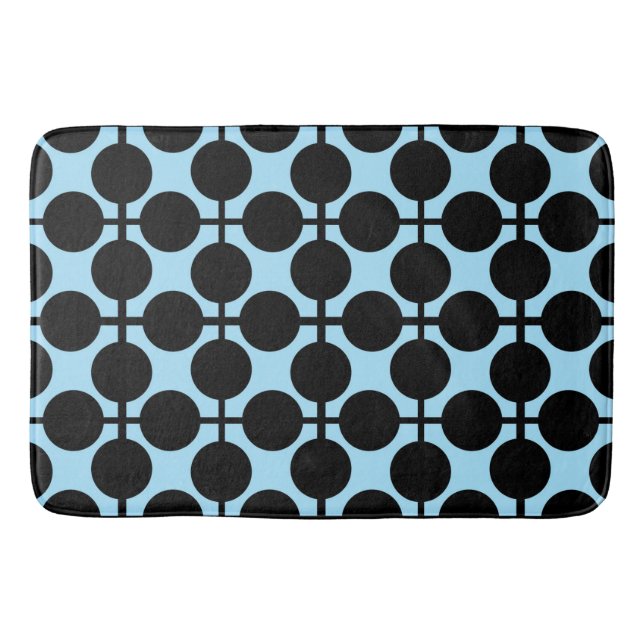 Hellblau mit schwarzer geometrischer badematte (Vorderseite)