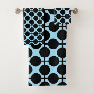 Hellblau mit schwarzer geometrischer badhandtuch set