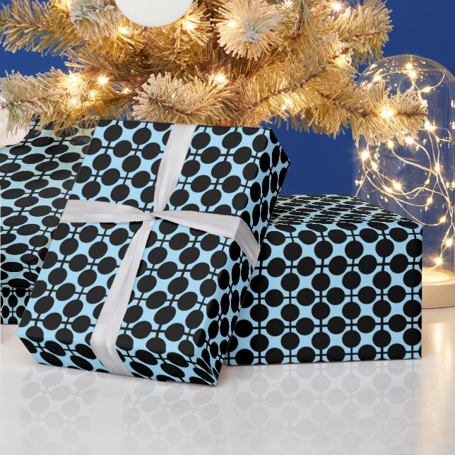 Hellblau mit schwarzer geometrischer geschenkpapier (Feiertage)