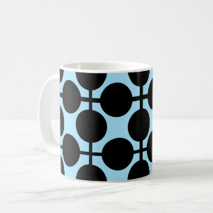 Hellblau mit schwarzer geometrischer kaffeetasse