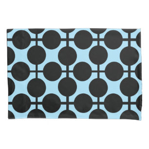 Hellblau mit schwarzer geometrischer kissenbezug