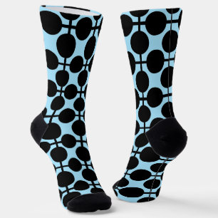 Hellblau mit schwarzer geometrischer socken