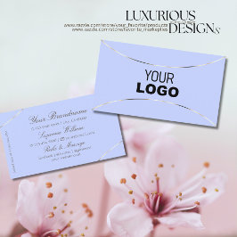 Hellblau mit weißer Golddekoration und Logo elegan Visitenkarte