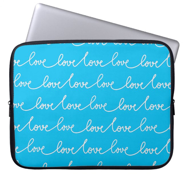 HELLBLAU MIT WEISSER LIEBE LAPTOPSCHUTZHÜLLE (Vorderseite)