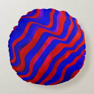 Hellblau, rote Textur mit schiefen Linien. Farbver Rundes Kissen