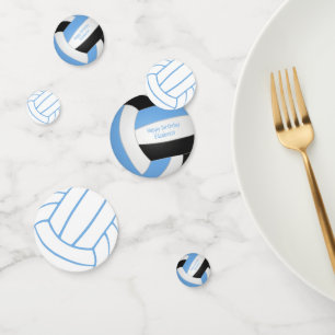 hellblau schwarze Kinder Volleyball Geburtstag Konfetti