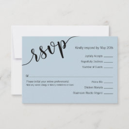 Hellblau Schwarze Liebe Skript Antwortkarte RSVP Karte