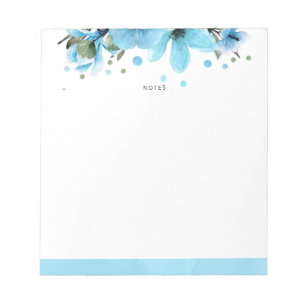 Hellblau und Aquarellfarben-Blume Notizblock