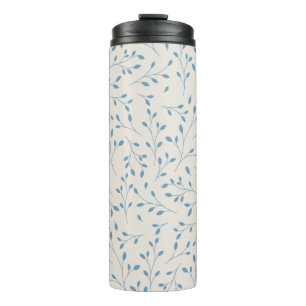 Hellblau und cremefarbene zarte botanische Rankenm Thermosbecher