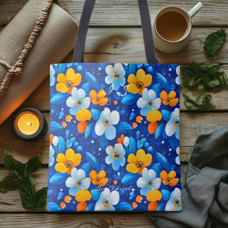 Hellblau und gelb florale Wellness Totbeutel Tasche