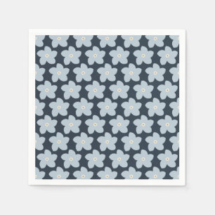 Hellblau und marineblaue Retro-Blume Serviette