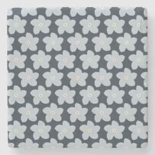 Hellblau und marineblaue Retro-Blume Steinuntersetzer