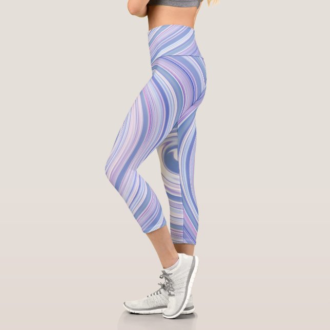 Hellblau und rosa Spirale Capri Leggings (Links)