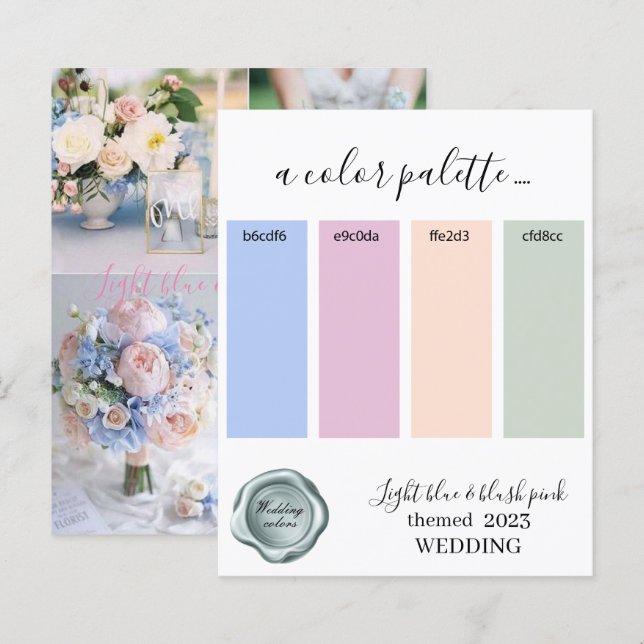Hellblau und rot rosa Hochzeitsfarben Palette C (Vorne/Hinten)