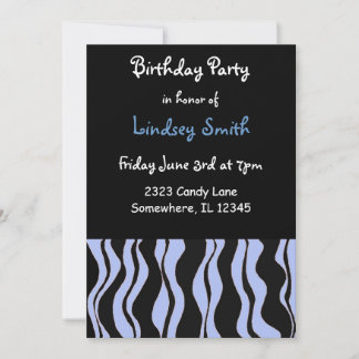 Hellblau und schwarz Zebra Einladung zum Geburtsta