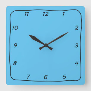Hellblau und schwarze whimsical einfache Uhr