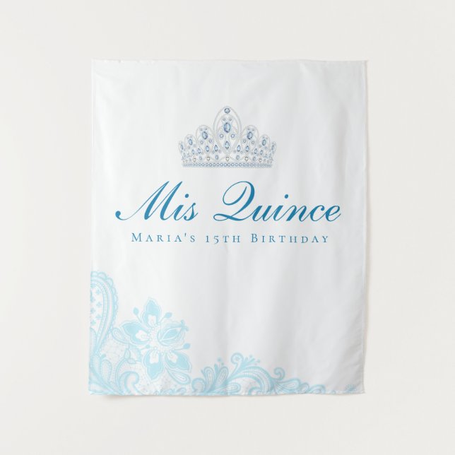 Hellblau und weiß gestrichen Quinceanera Hintergru Wandteppich (Vorderseite)