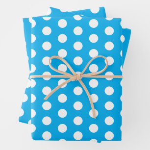 Hellblau und weiße Tupfen Geschenkpapier Set