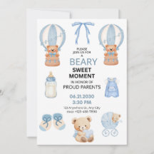 HELLBLAU WEIß 5X7 BÄR JUNGE BABY SHOWER