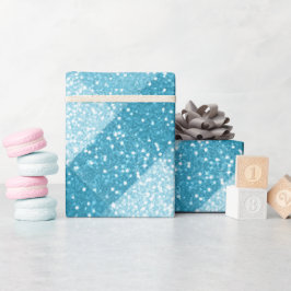 Hellblau Weiß Glitzer Muster Geschenkpapier