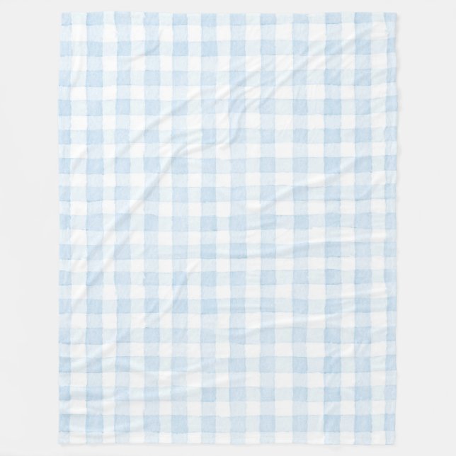 Hellblau Weiß Kariert Gestreift  Fleecedecke (Vorderseite)