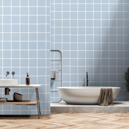 Hellblau-weiß-kariertes Skandi-Minimalist Tapete