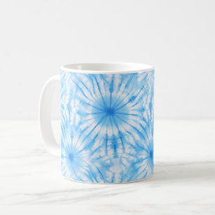 Hellblau Weiß Tie Dye Kaffeetasse