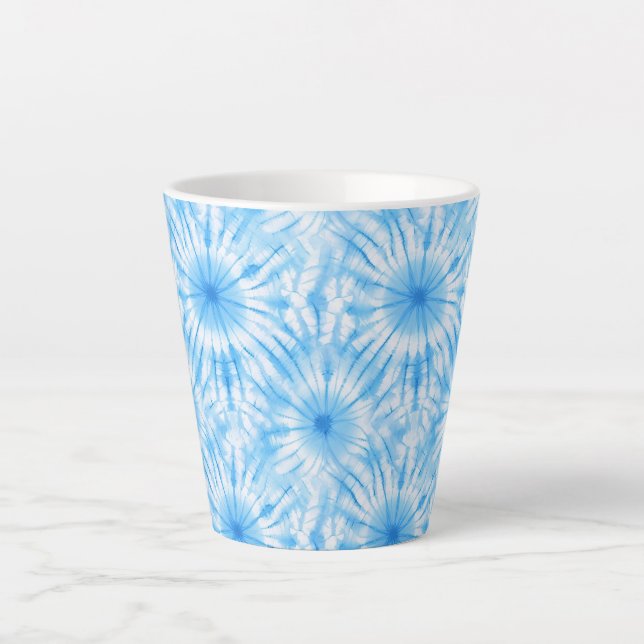 Hellblau Weiß Tie Dye Milchtasse (Vorderseite)