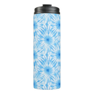 Hellblau Weiß Tie Dye Thermosbecher