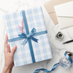 Hellblau Weiße Karierte Streifen Junggesellinnenab Geschenkpapier