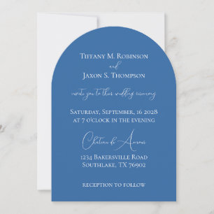 Hellblau-weiße minimalistische Hochzeit Einladung