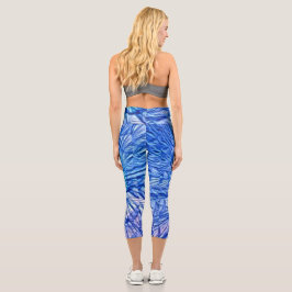 Hellblaue Abstrakte Hochwaisted Capris