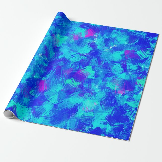 Hellblaue Abstrakte Pinselstriche Design Geschenkpapier (Ungerollt)