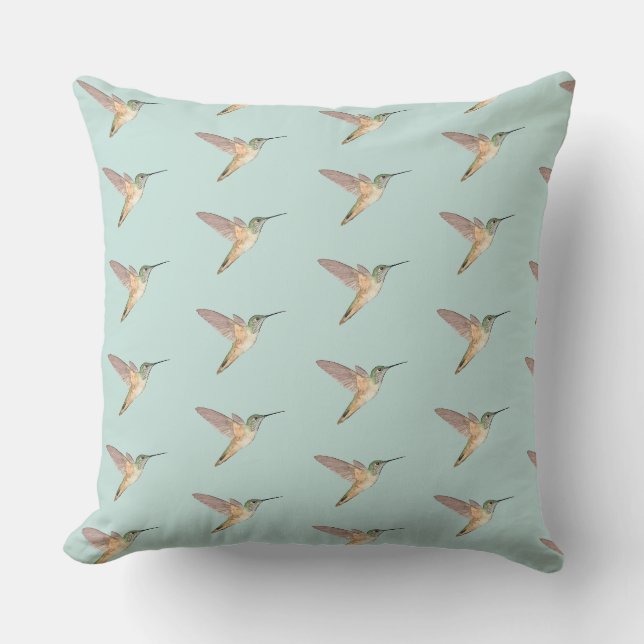 Hellblaue Allenkolibris Kissen (Vorderseite)