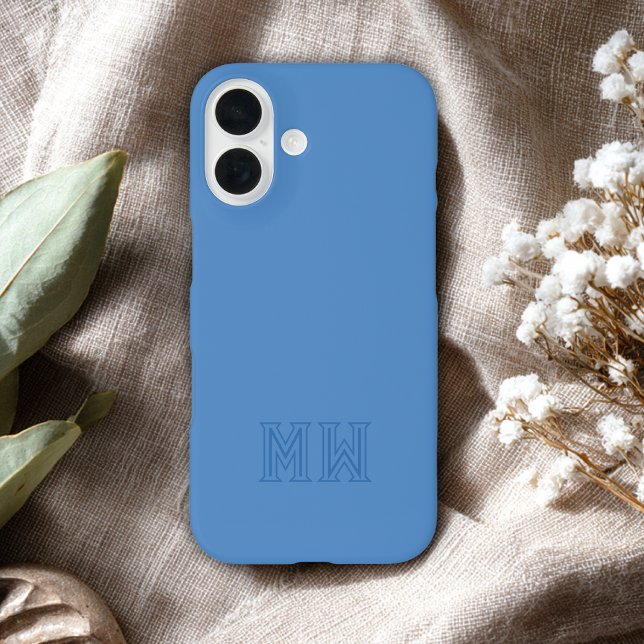 Hellblaue Anfangsbuchstaben Monogramm Einfach Mini iPhone 16 Hülle (Von Creator hochgeladen)