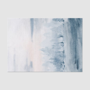 Hellblaue Aquarelllandschaft Schneewolken Seidenpapier