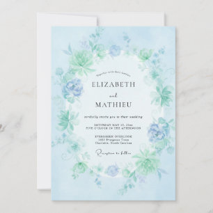 Hellblaue Ätherische Blütenhochzeit Einladung