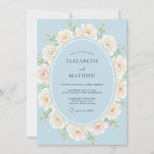 Hellblaue Ätherische Rosenhochzeit Einladung