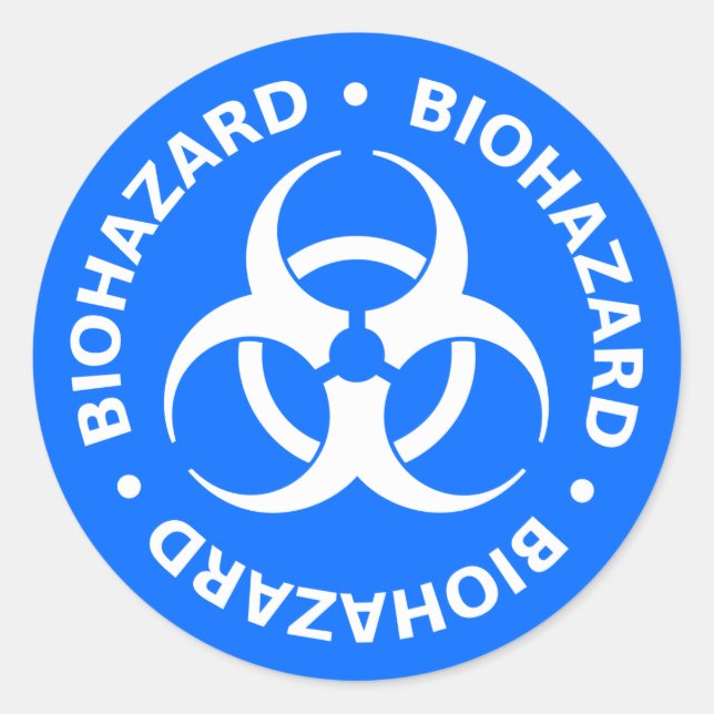 Hellblaue Biogefährdung-Warnaufkleber Runder Aufkleber (Vorderseite)