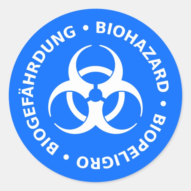 Hellblaue Biogefährdung-Warnaufkleber Runder Aufkleber (Vorderseite)