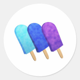 Hellblaue, blaue und Lila Pop Runder Aufkleber