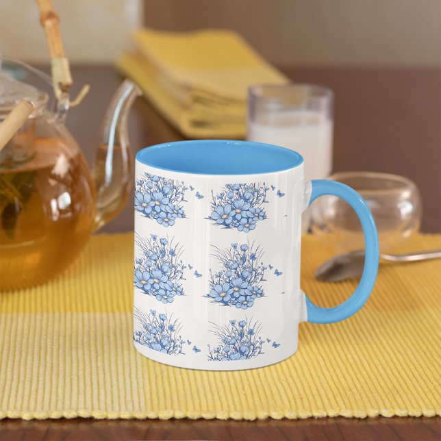 Hellblaue Blumen Blumenmuster Kaffeemaschine Tasse (Von Creator hochgeladen)