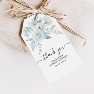 hellblaue Blumen-Brautparty-Tags Geschenkanhänger