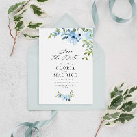 Hellblaue Blumen Hochzeit speichern Sie das Datum
