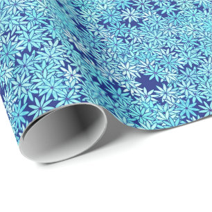 Hellblaue Blumen, marinebasierter Hintergrund Geschenkpapier