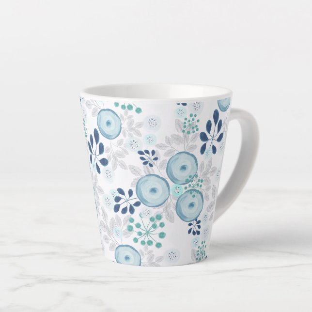 Hellblaue Blumen Milchtasse (Rechte Ecke)