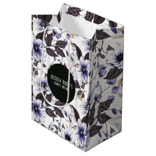 Hellblaue Blumen mit grünen Blätter nahtlos Mittlere Geschenktüte