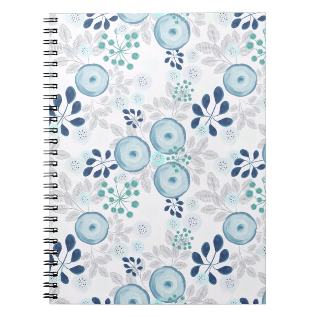 Hellblaue Blumen Notizblock (Vorderseite)