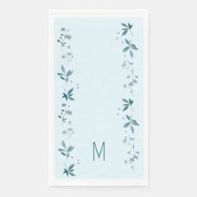 Hellblaue Blumen und Blätter Abendessen Party Serv